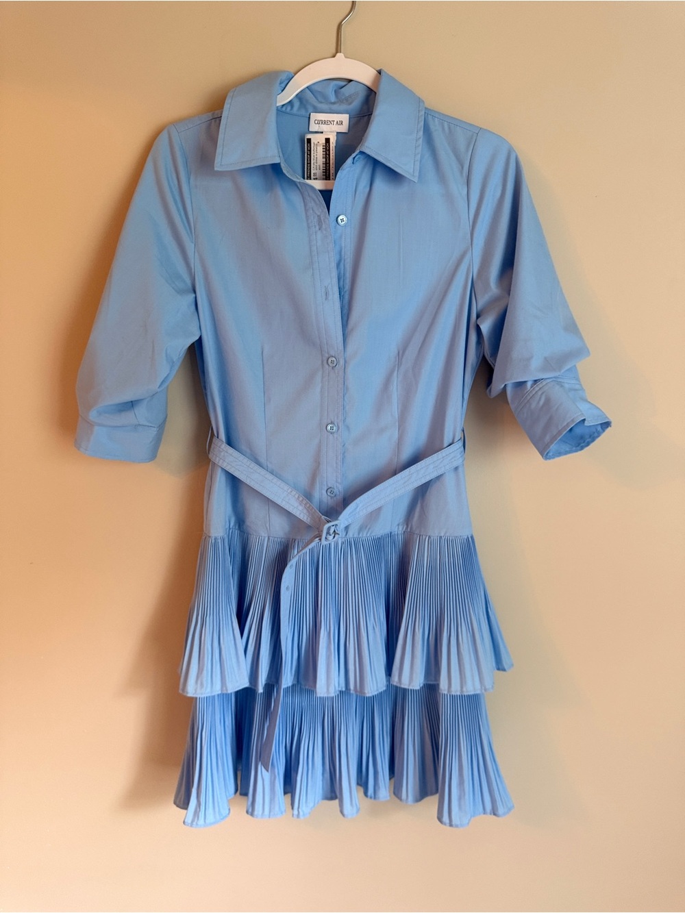 NWT Current Air Light Blue Pleated short Dress with academia, business casual XS